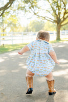 The charming cowboy toile print on this bubble adds a playful yet stylish touch, perfect for any toddler boy who loves a little western adventure.