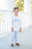Blue Hearts Smocked Beau T-Shirt/Pants Set
