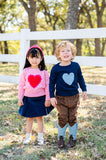 Scalloped Pink Heart Sarah Sweater