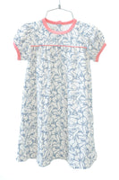 The Playful Bunnies Pima Catherine Dress is made from 100% pima cotton, providing ultimate softness and comfort for all-day wear.