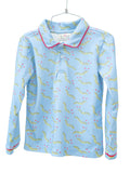 The soft blue background of the shirt, adorned with hearts and cute caterpillars, makes it an ideal choice for a little boy to wear during the Valentine’s season.