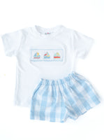 Sailboats Smocked Beau T-Shirt/Shorts Set