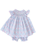 Periwinkle Poppy Floral Smocked Annabelle Bloomer Set