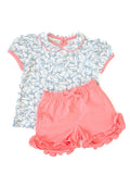 The Playful Bunnies Pima Parker Play Set is paired with matching pink shorts, making it a complete and adorable outfit.