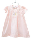 Pink Big Sister Stork Embroidered Dress