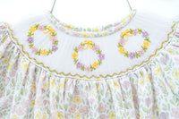 Floral Wreaths Smocked Helen Dress