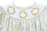 Floral Wreaths Smocked Annabelle Bloomer Set