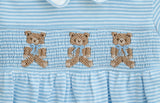 Blue Teddy Bears Smocked Pima Cotton Bubble