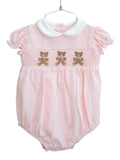 Pink Teddy Bears Smocked Pima Cotton Bubble