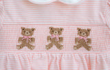 Pink Teddy Bears Smocked Pima Cotton Bubble