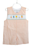 Toddler Boys Light Orange Cotton Seersucker Hand-Smocked Popsicle Jon Jon – Sibling Matching Summer Vacation & Picture-Perfect Family Photo Outfit – Sizes 3M–4T