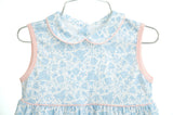 Toddler & Girls Lightweight Pima Cotton Beach Print Dress – Blue with Pink Piping – Sibling Matching Summer Vacation & Warm Weather Outfit – Sizes 12M–8