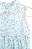 Newborn & Baby Girls Soft Pima Cotton Blue Beach Motif Bubble – Pink Piping Details – Perfect for Beach Vacations, Summer Parties & Picture-Perfect Family Photos – Sizes NB–2T