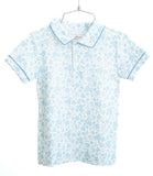 Toddler & Boys Pima Cotton Beach Print Polo – Soft & Breathable Blue Top – Summer Vacation, Poolside Fun & Everyday Play – Sizes 12M–8