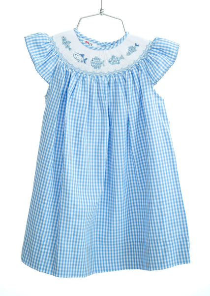 blue fish dress 7221 Lucky Linen Dress Jade-P