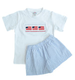 Flags Smocked Beau T-Shirt/Shorts Set