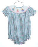 Easter Bunny in Eggs Smocked Birdie Bubble