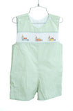 Baby & Toddler Boys Green Gingham Hand-Smocked Lawn Mower Jon Jon – Classic Traditional Silhouette – Spring Outings, Family Gatherings & Special Occasions – Sizes 3M–4T