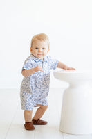 The Playful Bunnies Pima Harold Romper is available in sizes 9M to 4T, making it an ideal choice for baby and toddler boys.