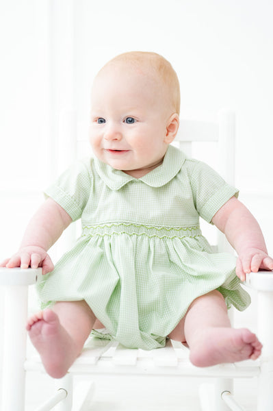 Sage Green Smocked Arthur Bubble