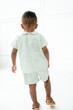 Sage Green Smocked Samuel Shirt/Shorts Set