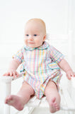 Available in sizes 3M to 24M, the Colorful Plaid Alexander Bubble is perfect for a baby boy's spring wardrobe.