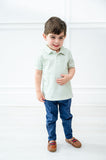 Green Gingham Pima Shep Polo