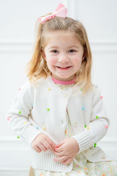 Colorful Pastel Pom Pom Cardigan