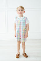 Available in sizes 12M to 4T, the Colorful Plaid JonJon is perfect for toddler and young boys who love to look stylish.