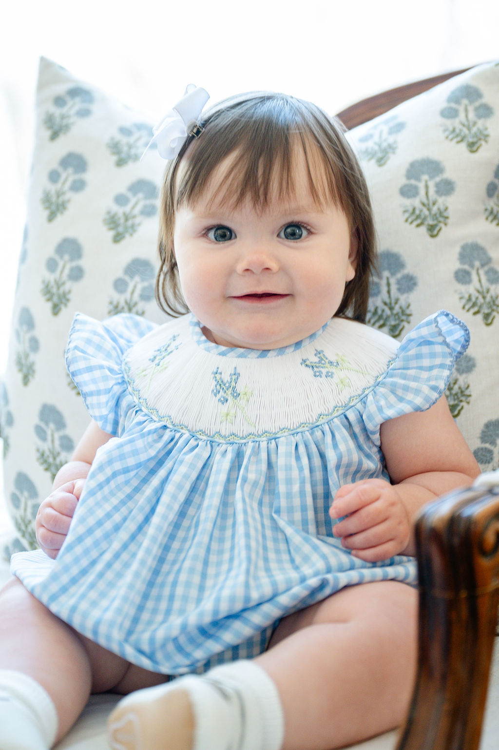 newborn smock dress Smocked Welcome Home Gown smocked organic crinkle muslin baby dress Smocked Baby Clothes I Ruth