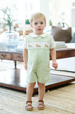 Baby & Toddler Boys Green Gingham Hand-Smocked Lawn Mower Jon Jon – Father's Day, Spring Outings & Family Photo Outfit – Sizes 3M–4T