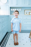 Blue Gingham Smocked Samuel Shirt/Shorts Set