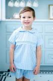 Blue Gingham Smocked Samuel Shirt/Shorts Set