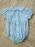 Blue Floral Front Button Bubble