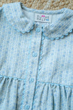 Blue Floral Front Button Bubble