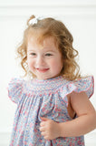 Periwinkle Poppy Floral Smocked Annabelle Bloomer Set