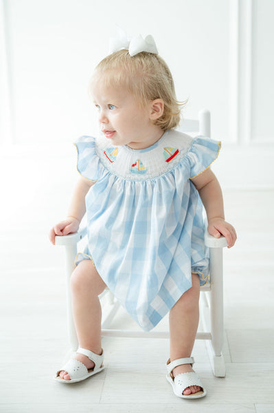 Sailboats Smocked Annabelle Bloomer Set