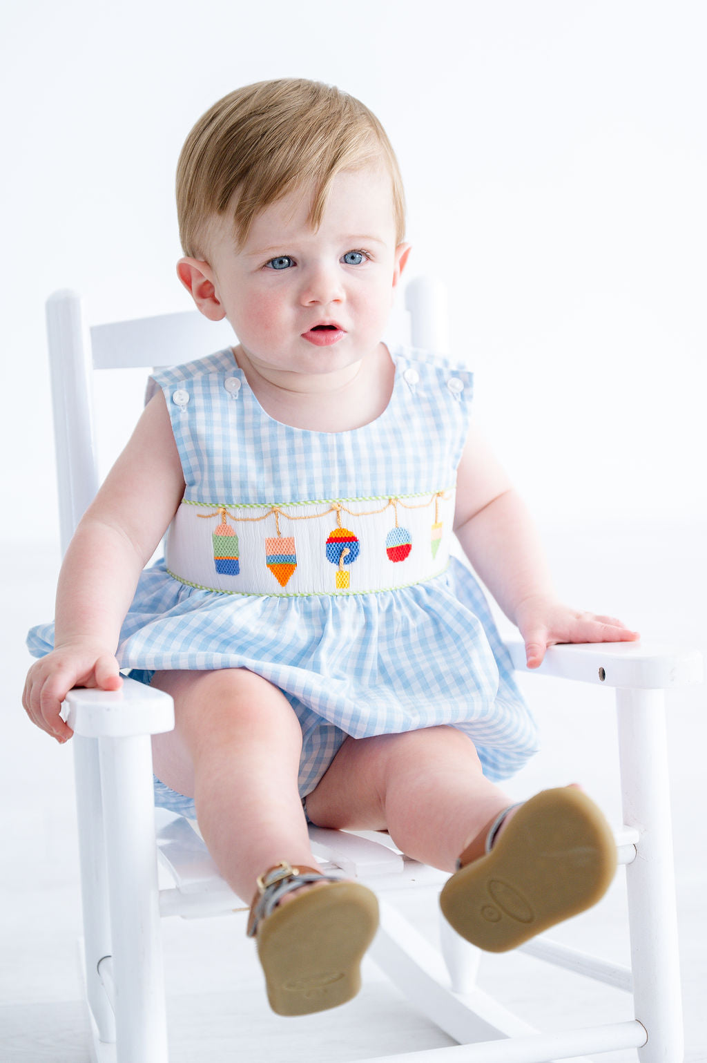 newborn smocked dress Smocked Bishop Baby Girl Dress with Panty & Bonnet main image 0