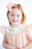 Toddler & Girls 100% Cotton Seersucker Light Orange Hand-Smocked Popsicle Neckline Dress – Summer Party & Beach Day Outfit – Sizes 12M–8