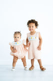 Boys Classic Smocked Popsicle Jon Jon – Light Orange Seersucker with Hand-Smocked Colorful Popsicles – Summer Parties, Beach Trips & Poolside Fun – Sizes 3M–4T