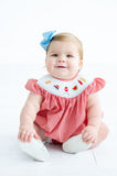Newborn & Baby Girls Red Gingham Hand-Smocked Grilling & Cookout Neckline Bubble – BBQ, Memorial Day & 4th of July Outfit – Sizes NB–2T