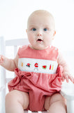 Newborn & Toddler Boys Red Gingham Hand-Smocked Grilling & Cookout Motif Bubble – BBQ, Memorial Day & 4th of July Outfit – Sizes NB–3T
