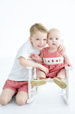 Baby & Toddler Boys Classic Smocked Grilling One-Piece Bubble – Red Gingham with Hand-Smocked BBQ Motifs – Backyard Cookout & Pool Party Outfit – Sizes NB–3T