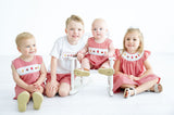 Newborn to Toddler Boys Heirloom-Quality Red Gingham Smocked Grilling Bubble – BBQ, Memorial Day, 4th of July & Summer Celebrations – Sizes NB–3T