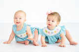 Baby & Toddler Boys Classic Smocked Sea Animals One-Piece Bubble – Teal Microgingham with Hand-Smocked Playful Sea Animals – Beach Days, Poolside Fun & Family Gatherings – Sizes NB–3T