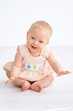 Baby & Toddler Boys Classic Smocked Popsicle One-Piece Bubble – Light Orange Seersucker with Hand-Smocked Colorful Popsicles – Summer Parties & Beach Days – Sizes NB–3T