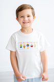 Toddler & Boys White Cotton Hand-Smocked Colorful Buoys T-Shirt & Blue Check Shorts Set – Summer Beach, Lake & Boating Outfit – Sizes 12M–8