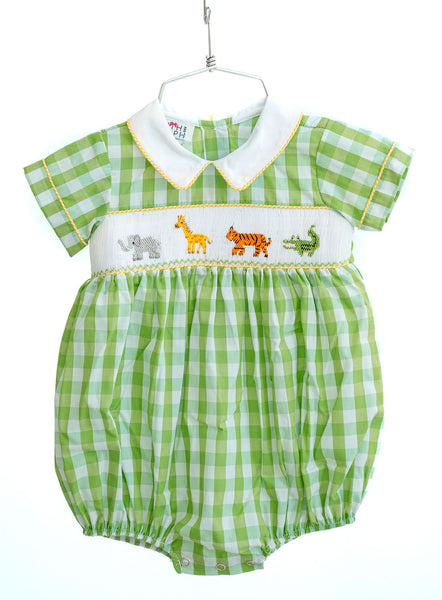 Smocked Zoo Bubble for Boys I Ruth and Ralph