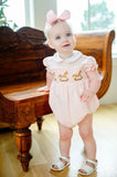 Pink Rocking Horses Smocked Pima Cotton Bubble