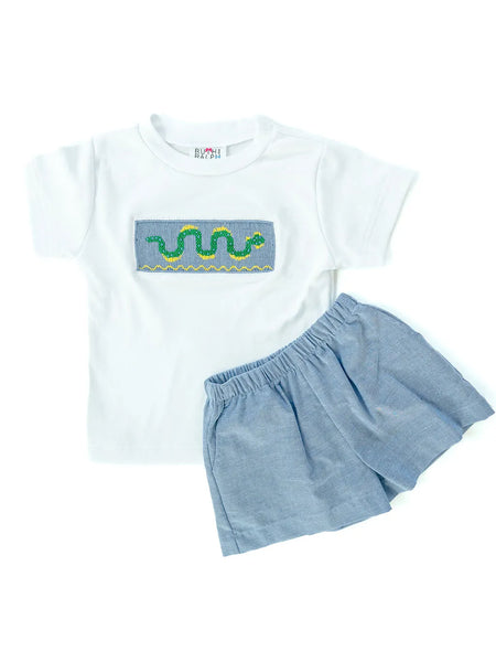 smocked snake t-shirt and shorts set